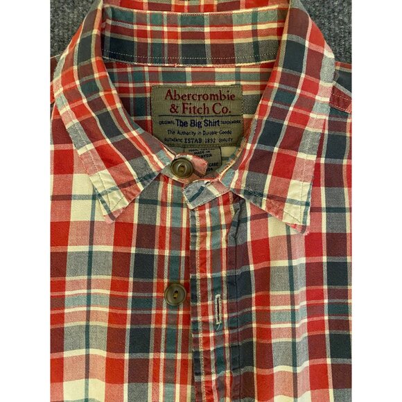 VTG Abercrombie & Fitch "The Big Shirt" 90s Plaid Flannel Mens M Preppy Grunge - Picture 8 of 16
